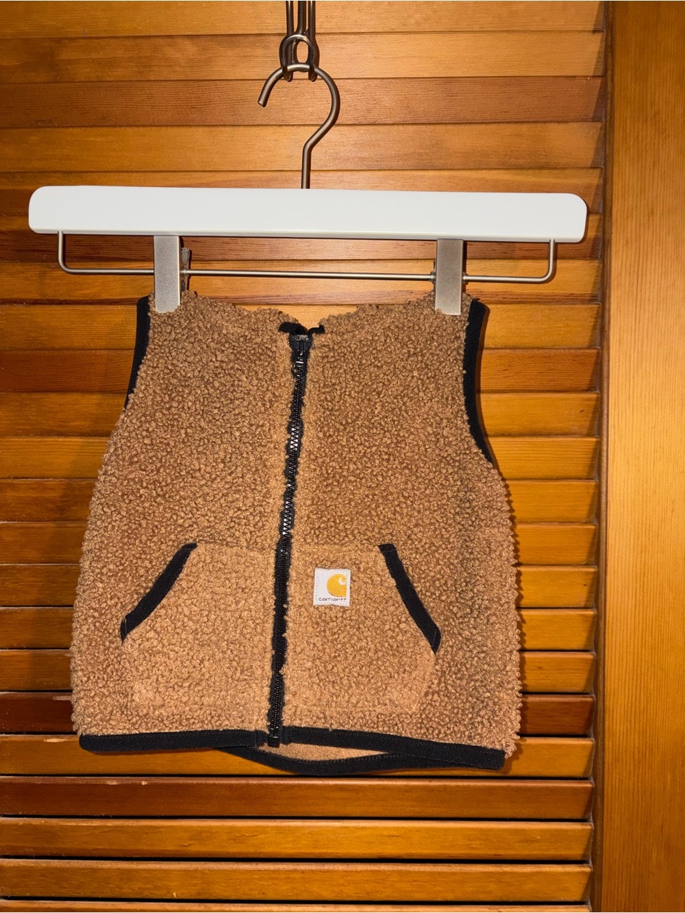 Carhartt Kids Brown Sherpa Fleece Vest with Black Trim